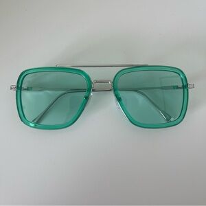 Green Aviator-Style Sunglasses urban outfitters
